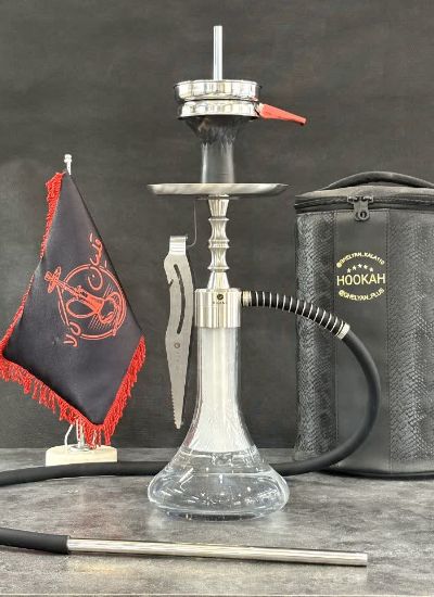 قلیان کرنو مینی نقره ای با تنگ شفاف